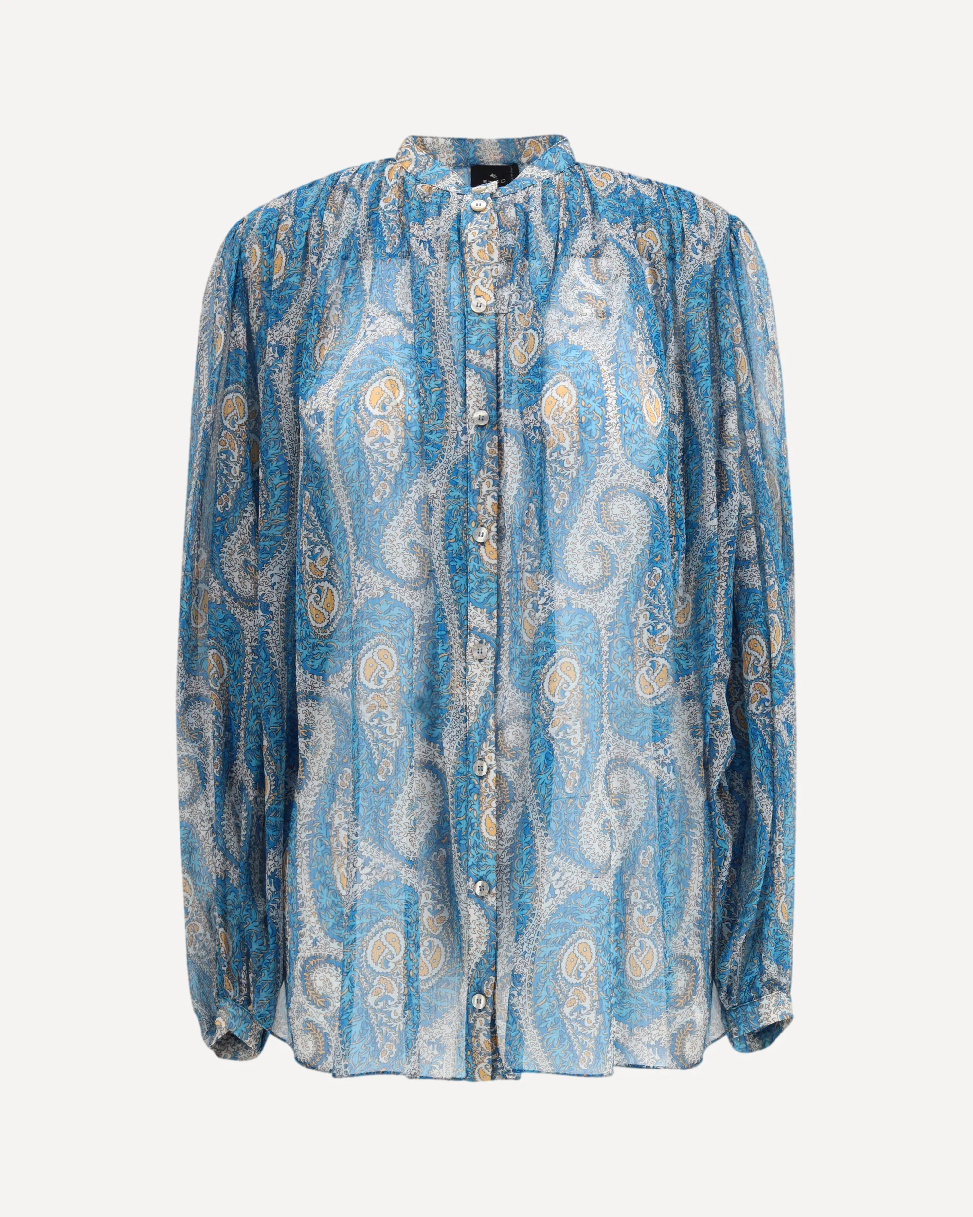 Pleated Shirt with band collar - Image 3