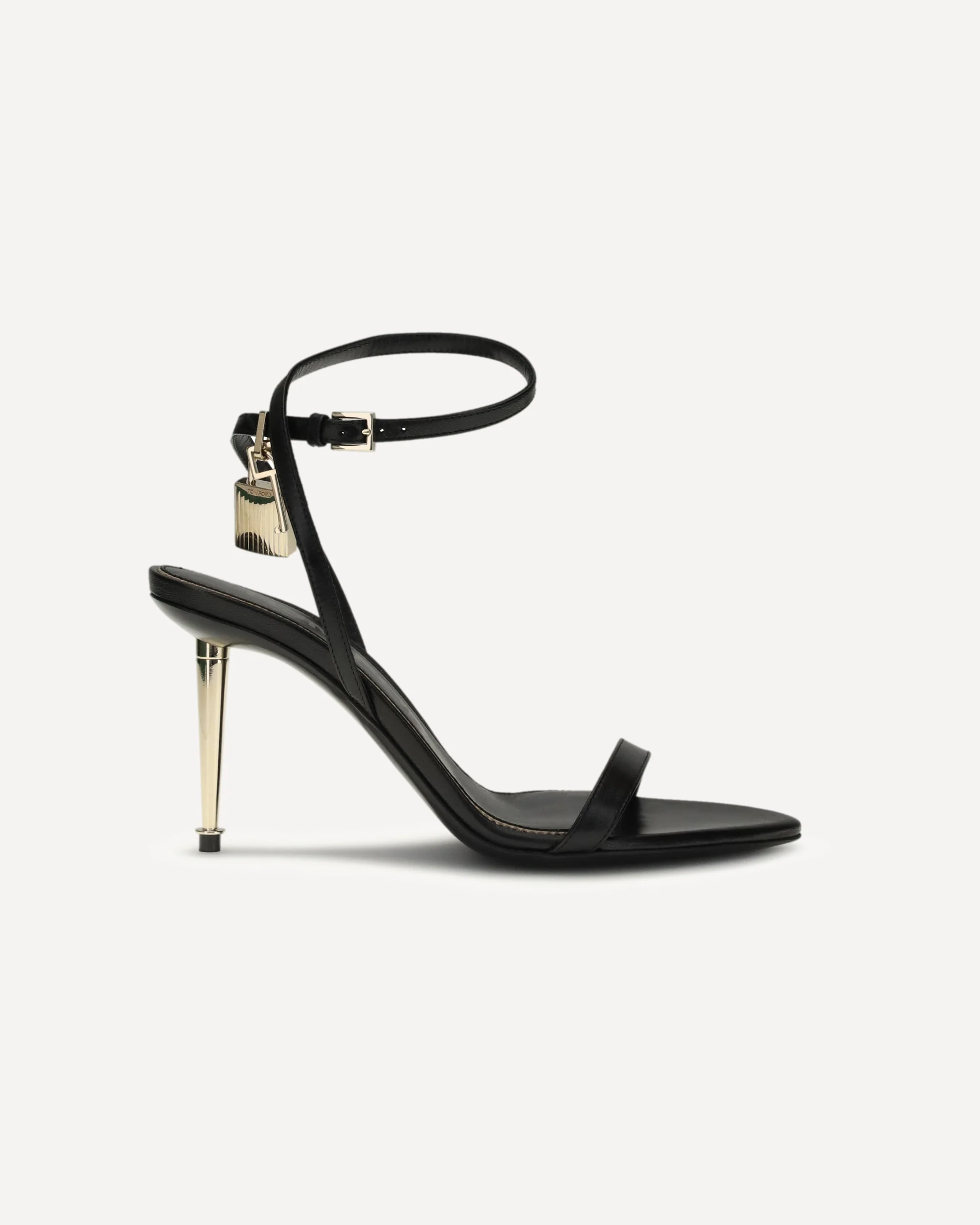 Shiny leather padlock pointy naked Sandal - Image 3