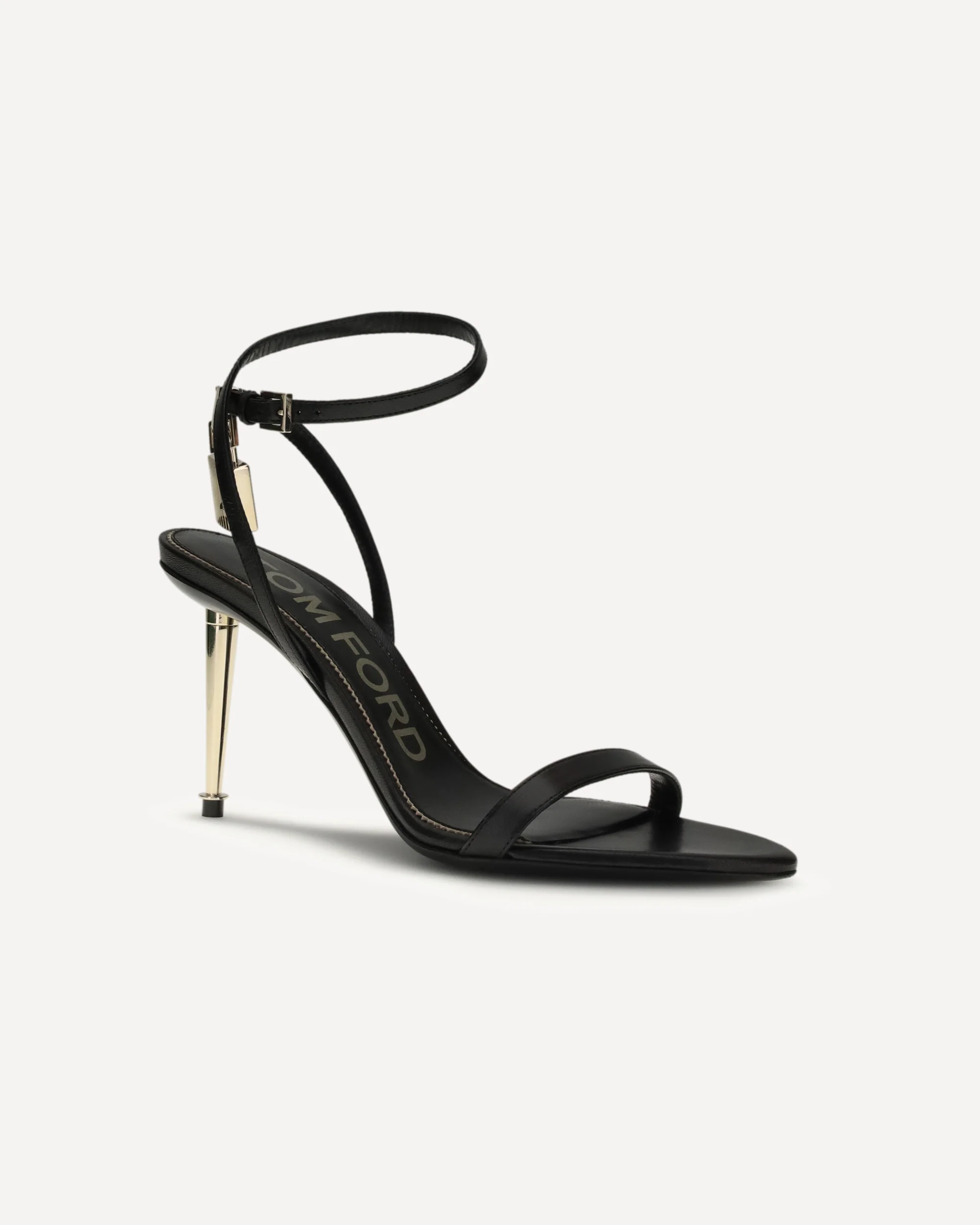 Shiny leather padlock pointy naked Sandal - Image 4